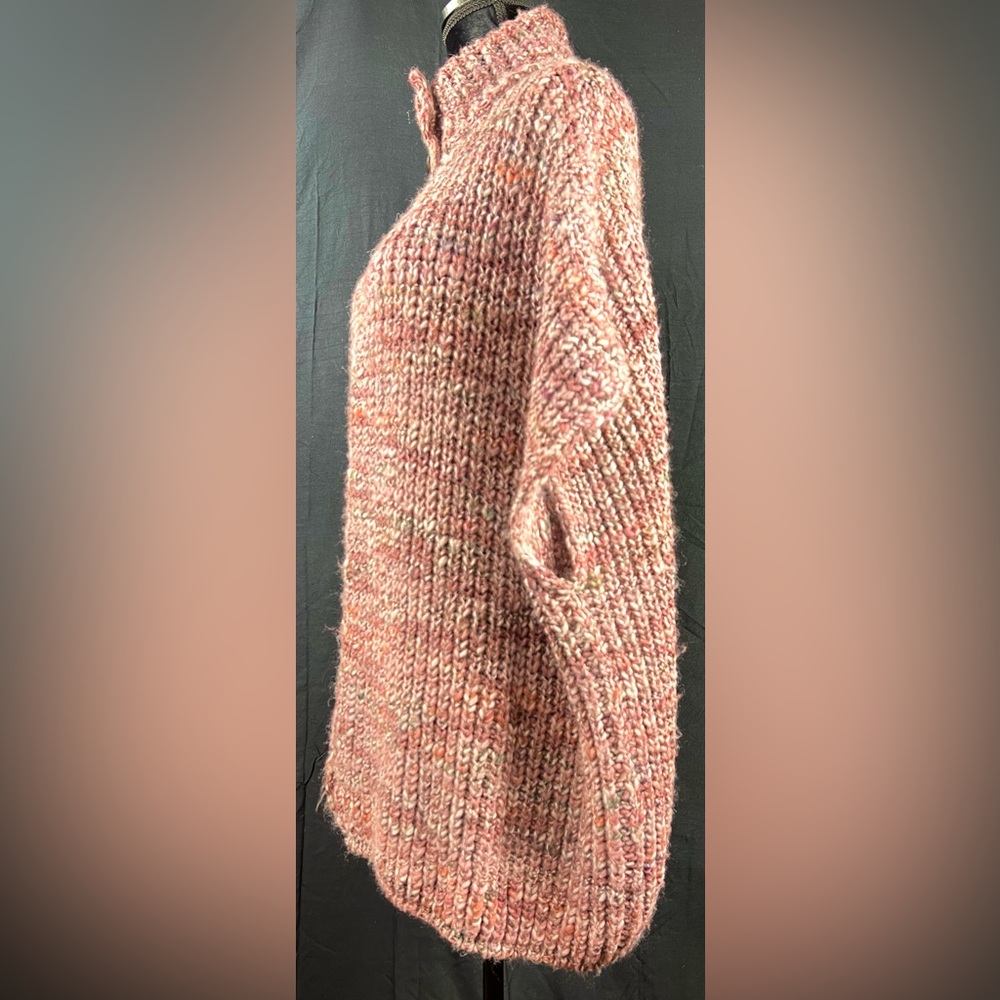 Elsamanda Wool Blend Chunky Knit Multicolor Cape Cardigan | Size OS | Italy - Picture 3 of 5